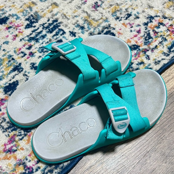 Chaco Chillos Slide Teal Women's Slides Sandals Z Strap Adjustable Blue Green 6 - Picture 4 of 7